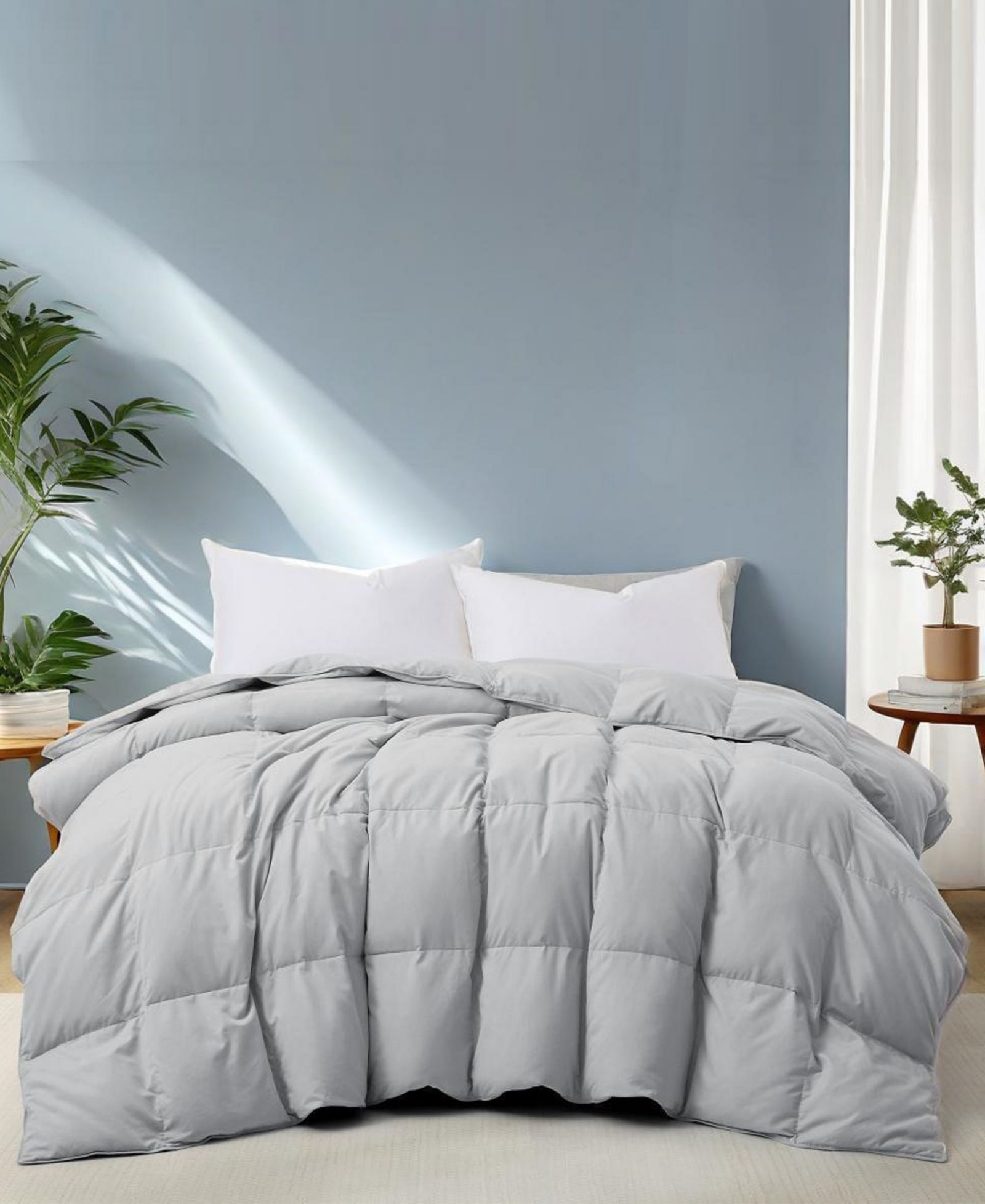 UNIKOME Noiseless Lightweight Goose Feather Down Comforter, Twin