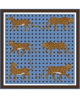 Шарф Jessie Zhao New York Double Sided Wool Silk Blue Leopards Garden