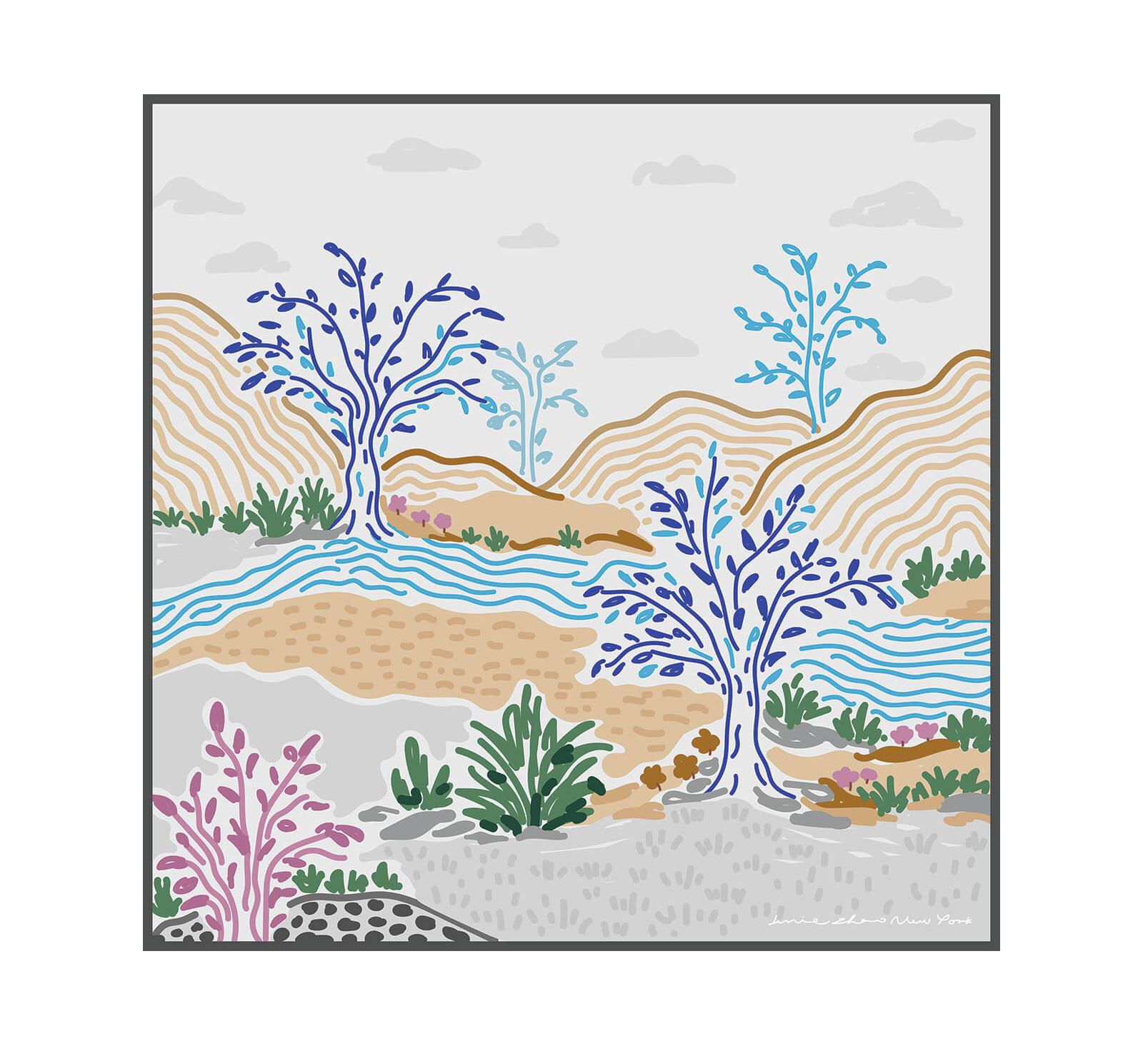 Jessie Zhao New York Double Sided Wool Silk Scarf In After Sunset