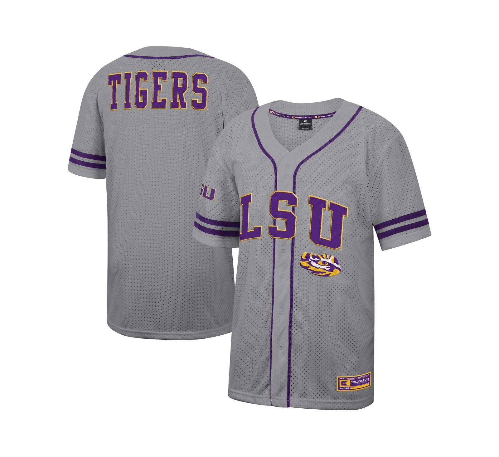 Colosseum Мужская бейсбольная джерси LSU Tigers Free Spirited, серая