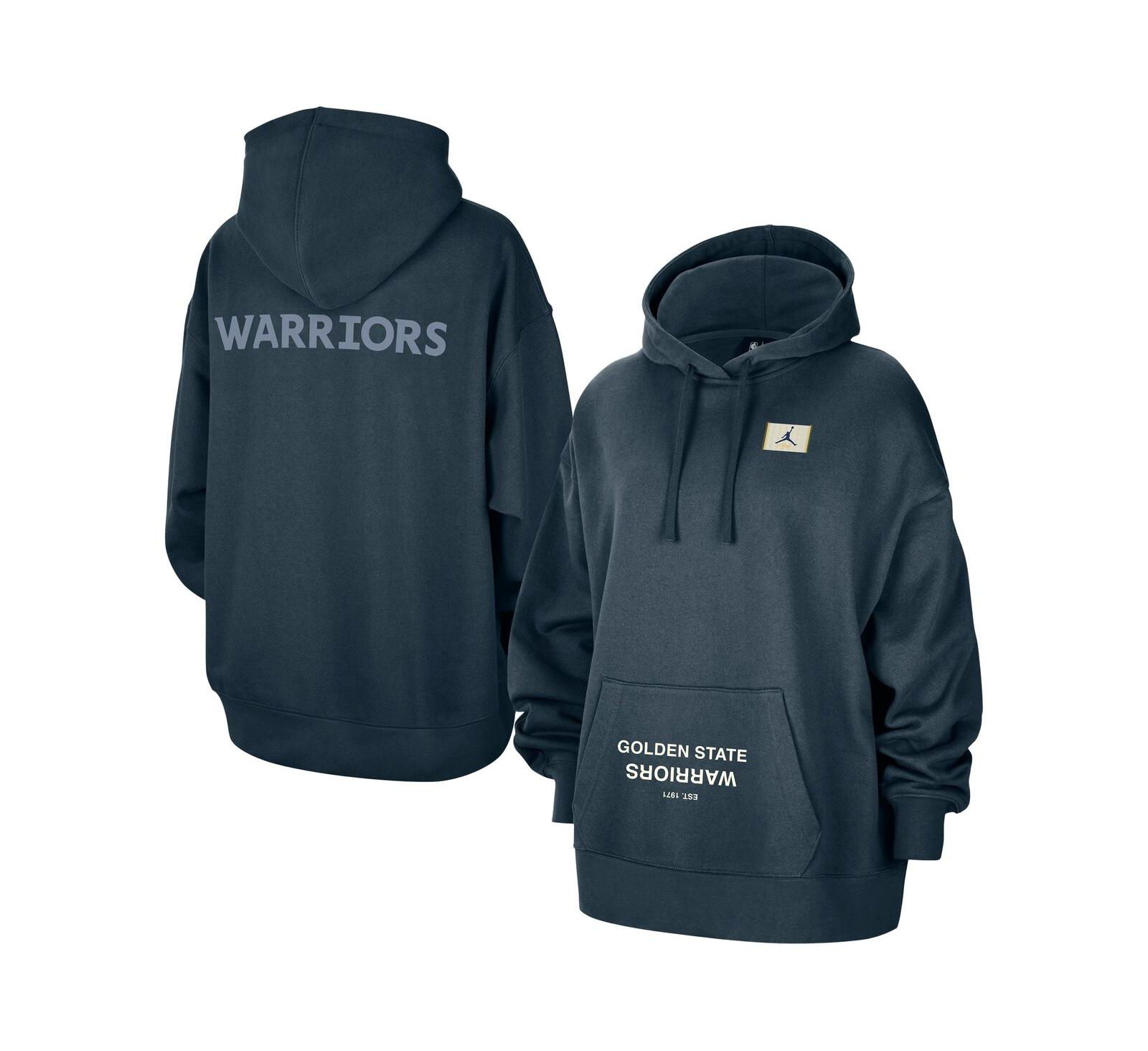 Женское оверсайз худи Jordan Navy Golden State Warriors Courtside Statement Edition Pullover Hoodie