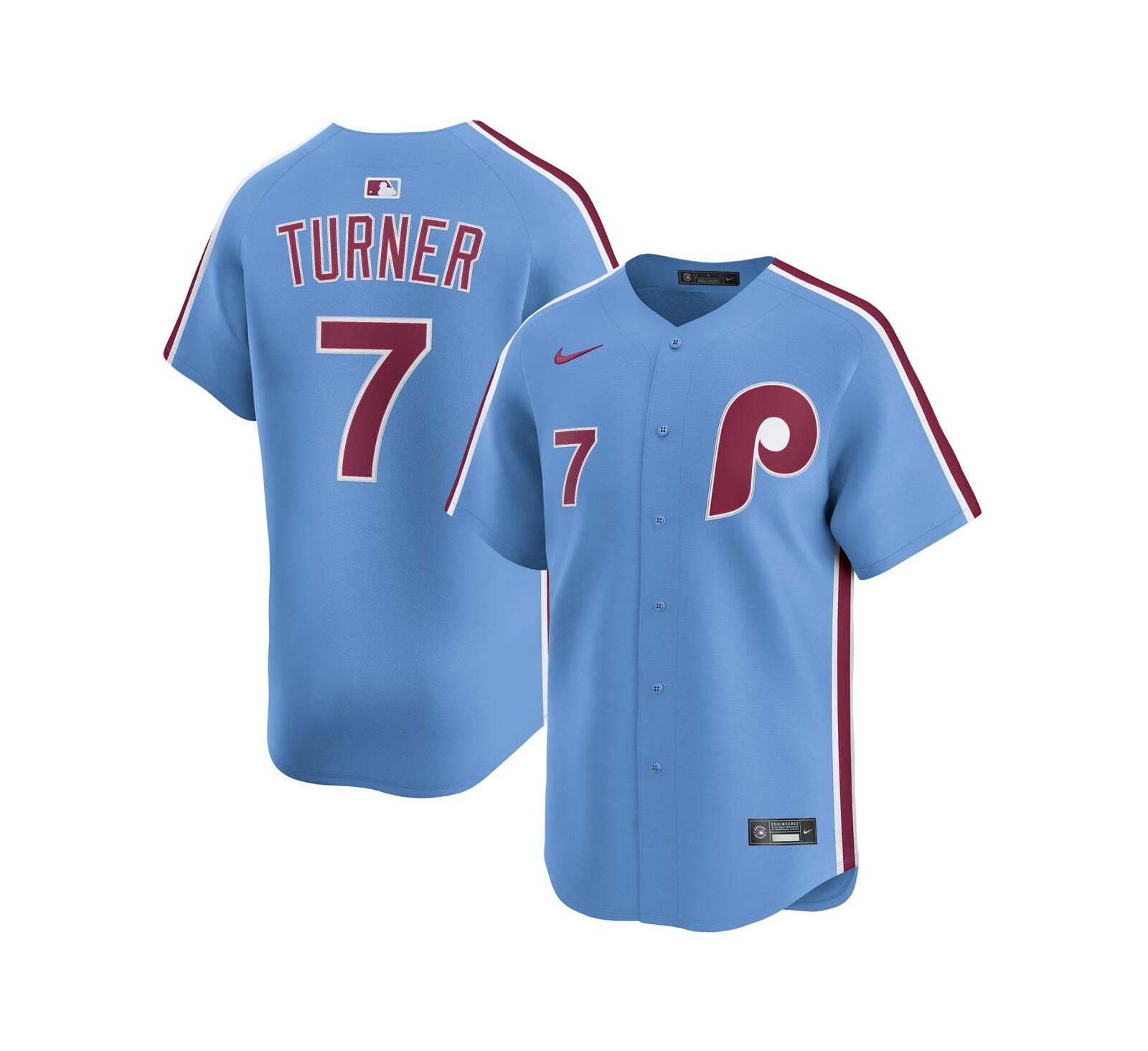 Джерси Nike Men's Trea Turner Light Blue Philadelphia Phillies Alternate Limited Player