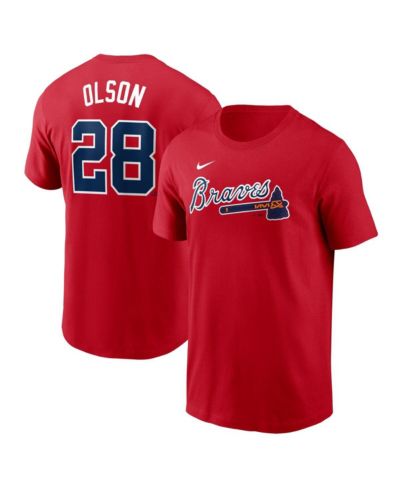 Мужская футболка Nike Matt Olson Red Atlanta Braves Fuse с именем и номером