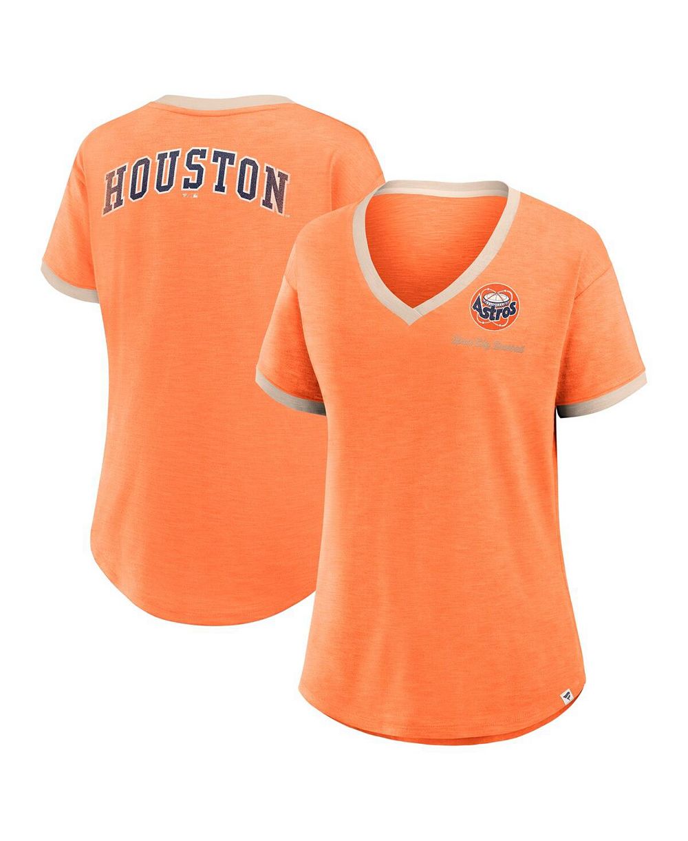 Женская футболка Fanatics Houston Astros Binge Worthy Stadium Slub V-Neck оранжевая