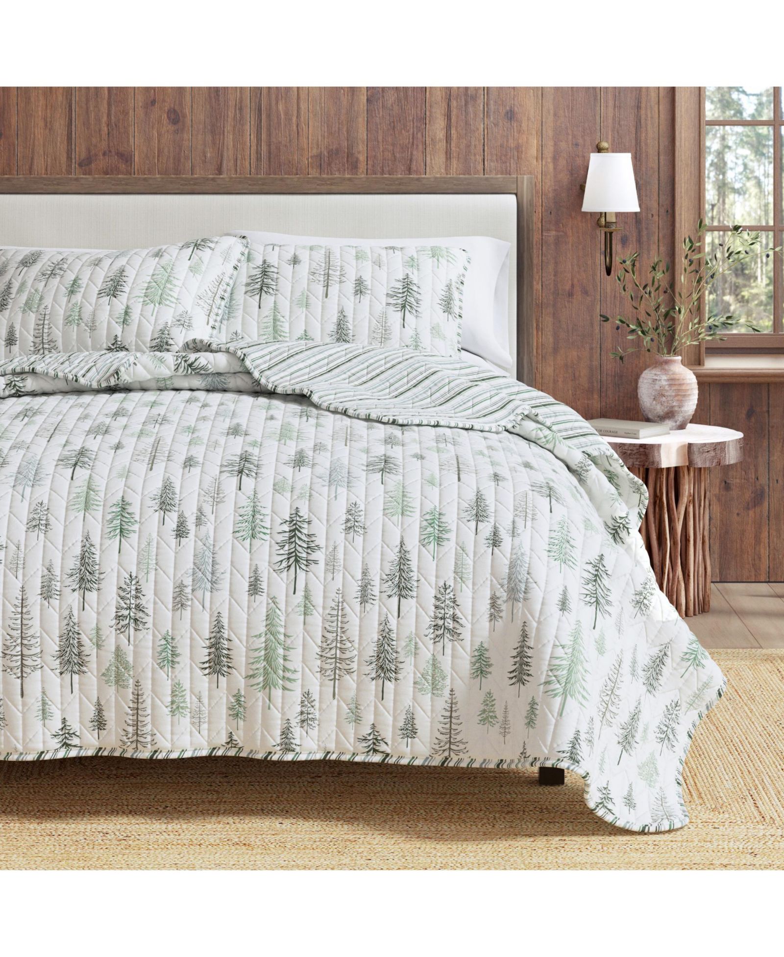 Linery and Co. Rustic Lodge Trees Quilt Set With Shams