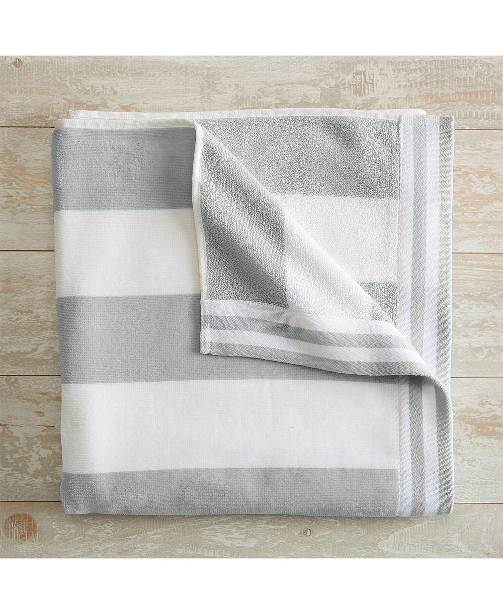 Linery & Co 100percentage  Cotton Velour Cabana Stripe Oversized Beach Towel, 35" x 70"
