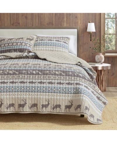 Linery and Co. Wildlife Stripe Lodge Quilt Set с наволочками