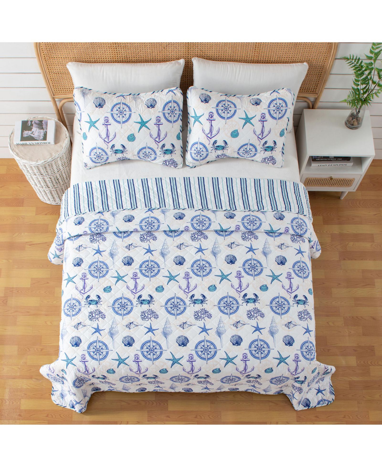 Linery and Co. Nautical Microfiber Quilt Set With Shams