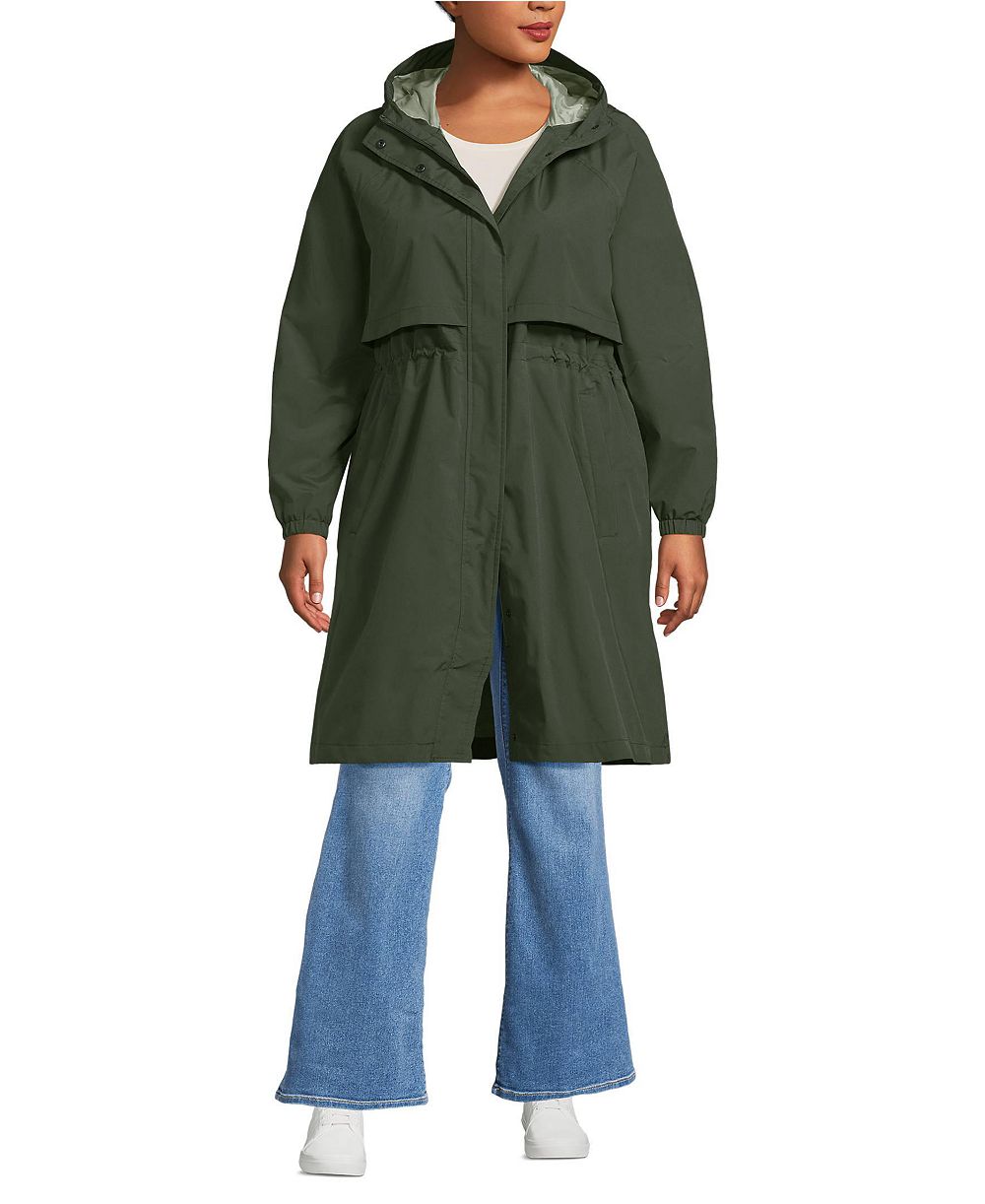 Lands' End Plus Size Squall Packable Long Raincoat