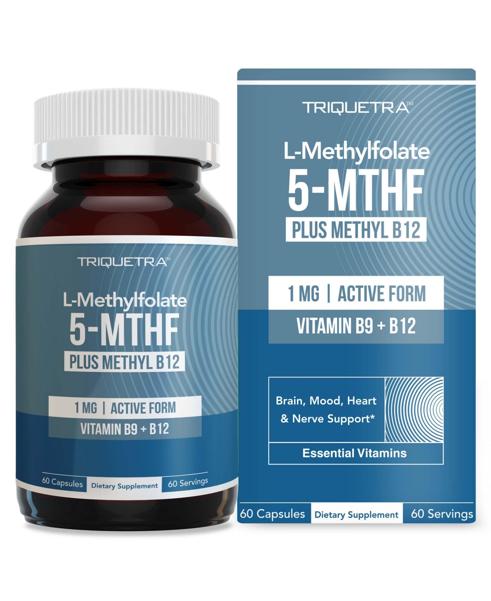 Добавка Triquetra Health L-Methylfolate (1 mg) Plus Methyl B12 Capsules