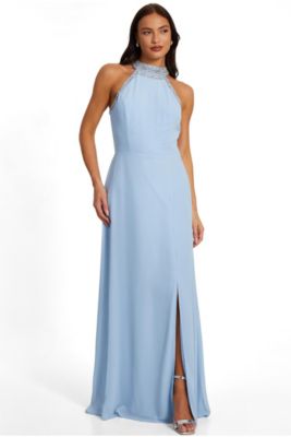 QUIZ Women's Chiffon Halter Neck Maxi Dress