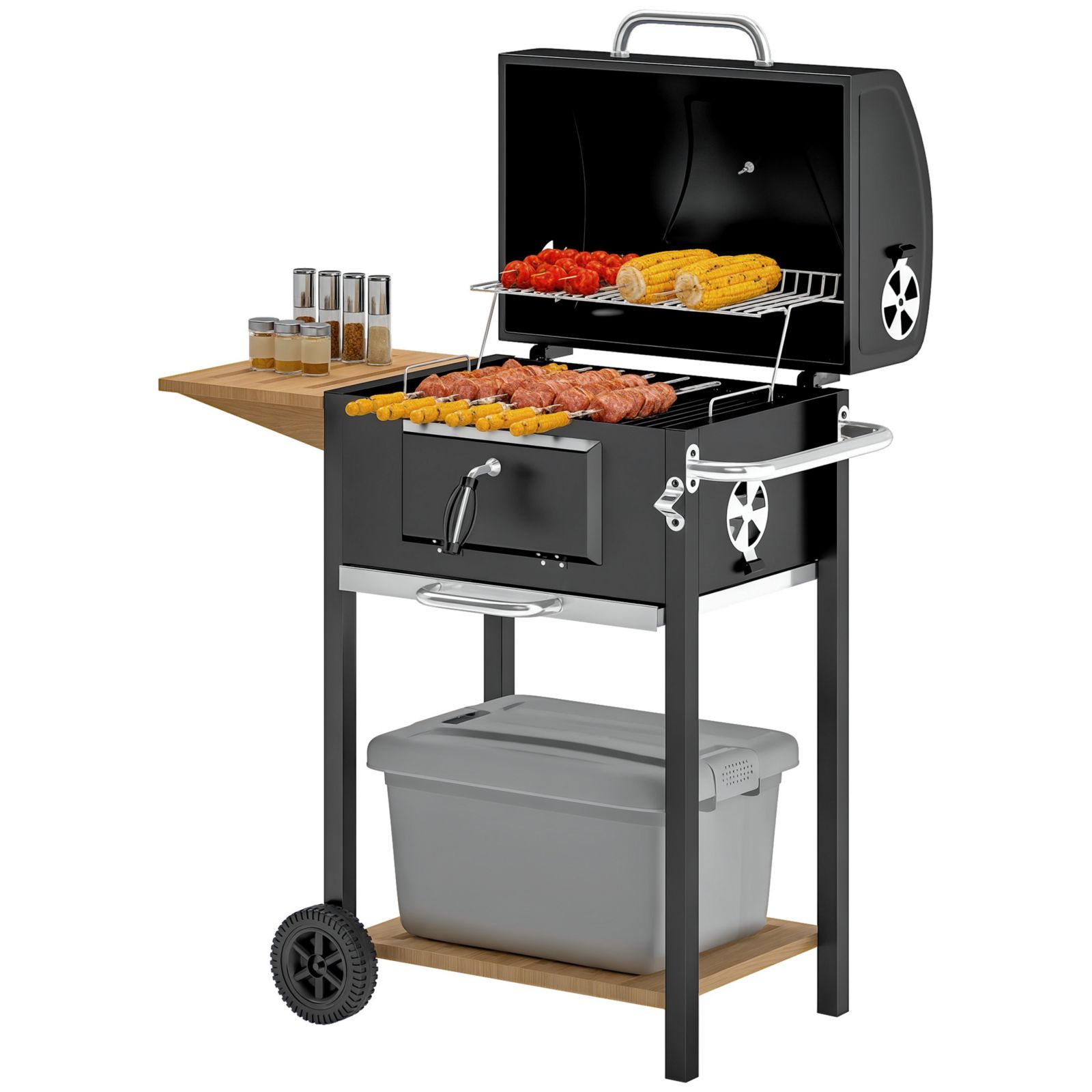 Уличный переносной гриль Outsunny Charcoal BBQ