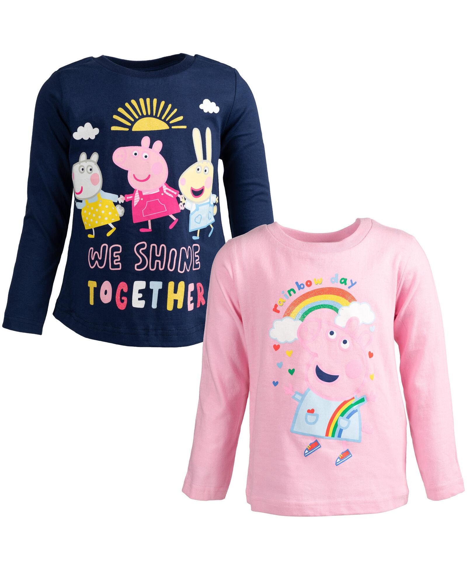 Peppa Pig Toddler Girls 2-Pack Glitter Long Sleeve T-Shirts