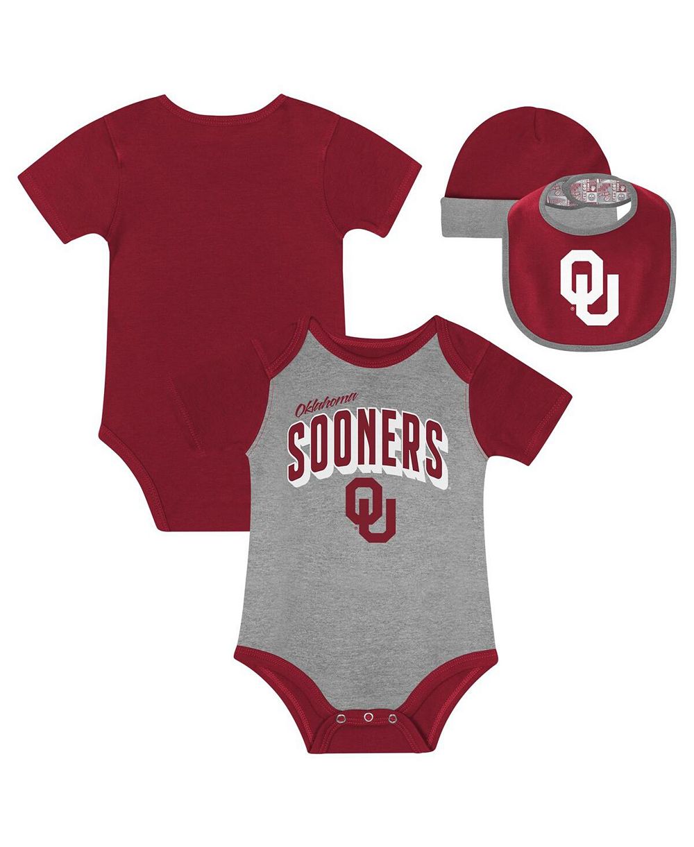 Набор Outerstuff для малышей 3-piece Oklahoma Sooners: боди, нагрудник и вязаная шапочка