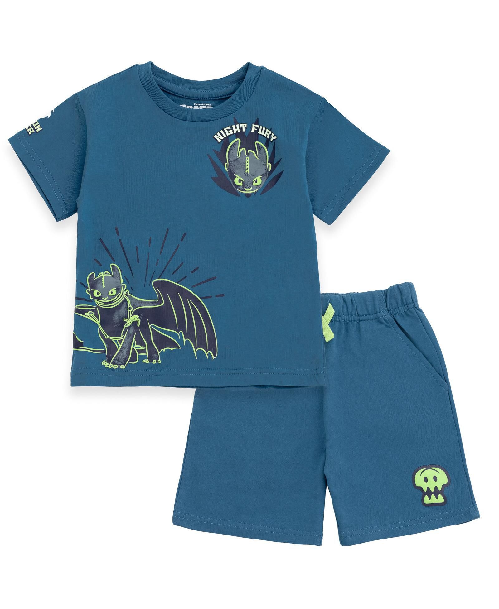 Детский комплект How to Train Your Dragon Boys DreamWorks Toothless T-Shirt и шорты French Terry