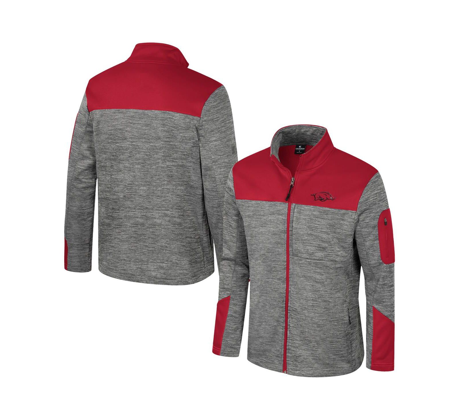 Colosseum Men's Gray/Cardinal Arkansas Razorbacks Guard Full-Zip Jacket