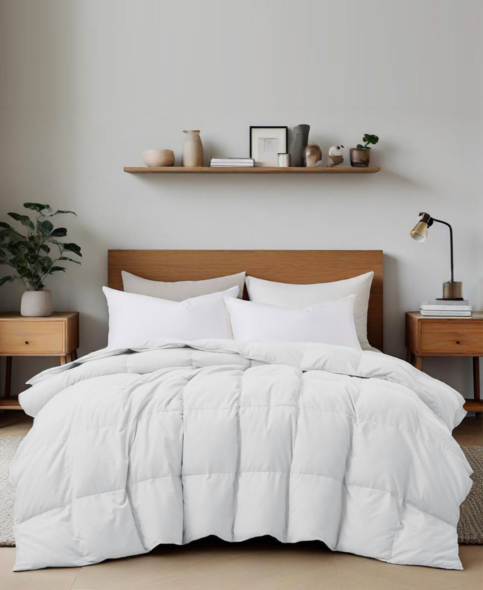 UNIKOME Ultra Soft Lightweight Goose Down Feather Fiber Comforter, Full/Queen