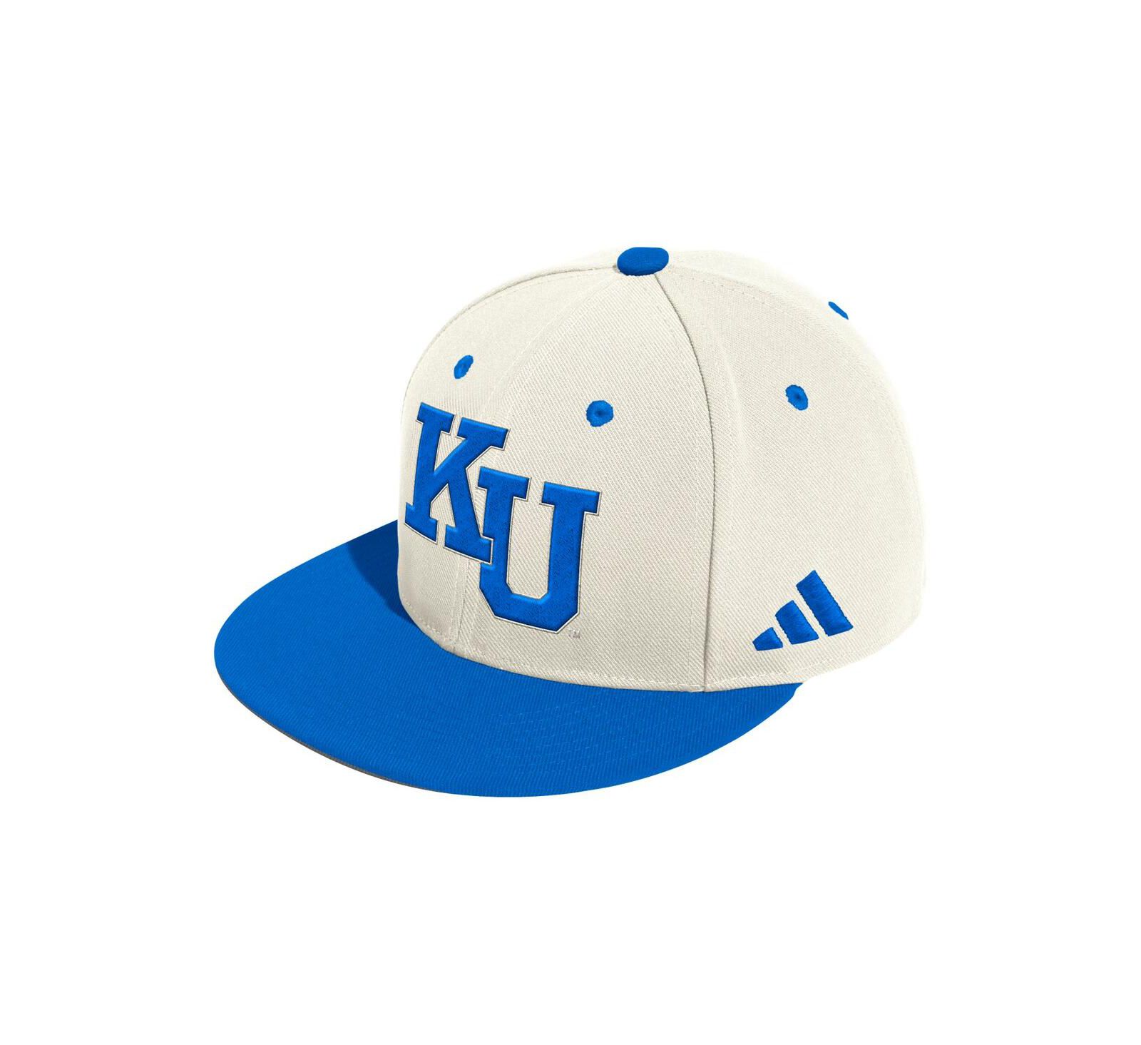 Мужская бейсболка Adidas Kansas Jayhawks, кремовая, fitted