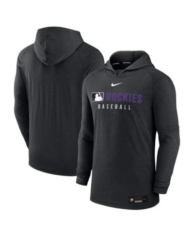 Мужское худи Nike Heather Black Colorado Rockies Authentic Collection Tri-Blend Performance Pullover