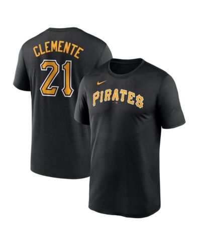 Nike Men's Roberto Clemente Black Pittsburgh Pirates Legend Name and Number Home T-Shirt