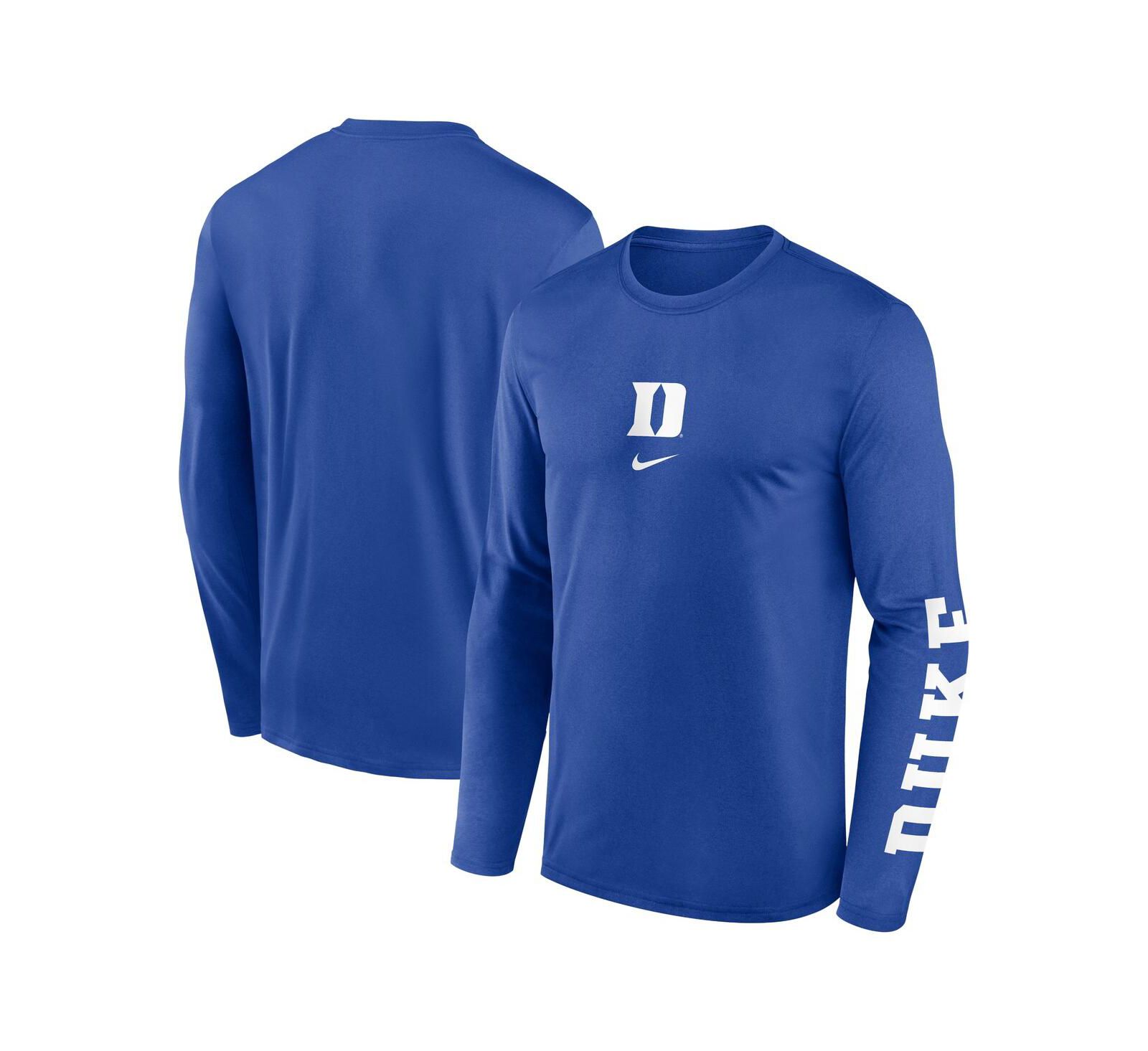 Nike Men's Royal Duke Blue Devils Prime TimeCenter Lockup Two-Hit Legend Long Sleeve T-Shirt