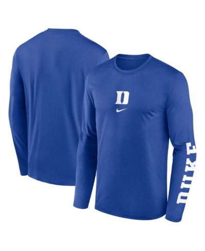 Nike футболка Men's Royal Duke Blue Devils Prime TimeCenter Lockup Two-Hit Legend Long Sleeve
