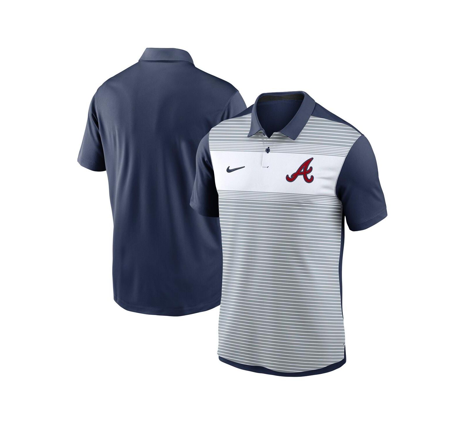 Nike Мужская спортивная рубашка-поло Atlanta Braves Vapor Striped White/Navy