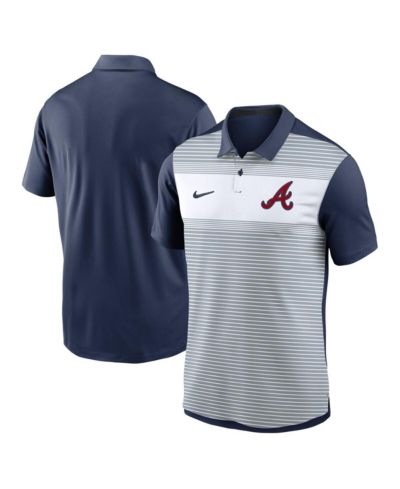 Nike Men's White/Navy Atlanta Braves Vapor Striped Performance Polo Shirt