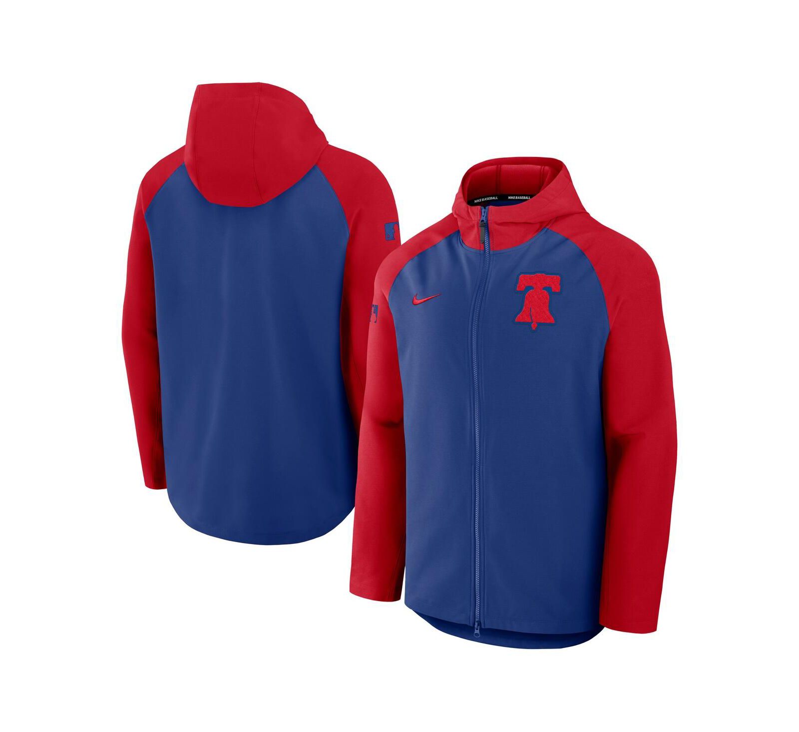 Nike Men's Royal/Red Philadelphia Phillies Authentic Collection Raglan Performance Full-Zip Jacket