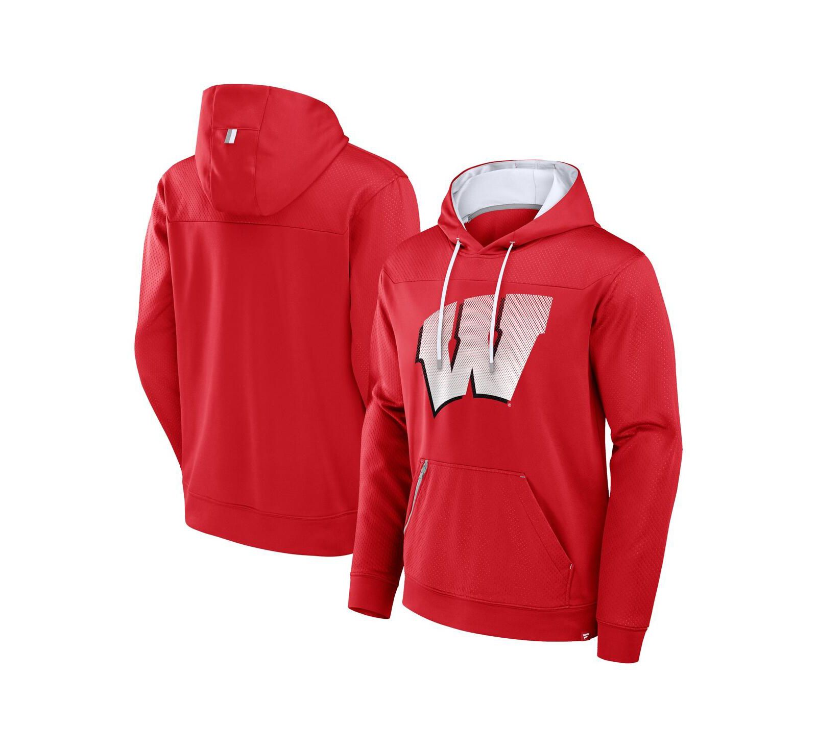 Мужское худи Fanatics Red Wisconsin Badgers Defender Dot Faded Primary