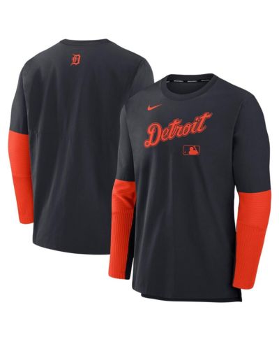 Мужское худи Nike Navy/Orange Detroit Tigers Authentic Collection Lightweight Player Tri-Blend Performance Pullover