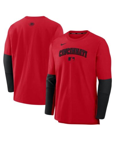 Nike Men's Red/Black Cincinnati Reds Authentic Collection Lightweight Player Tri-Blend Performance Pullover Sweatshirt