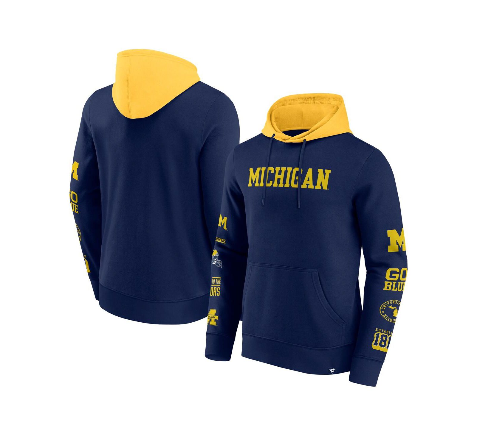 Fanatics Мужское худи Michigan Wolverines Navy/Maize Color Block Fleece