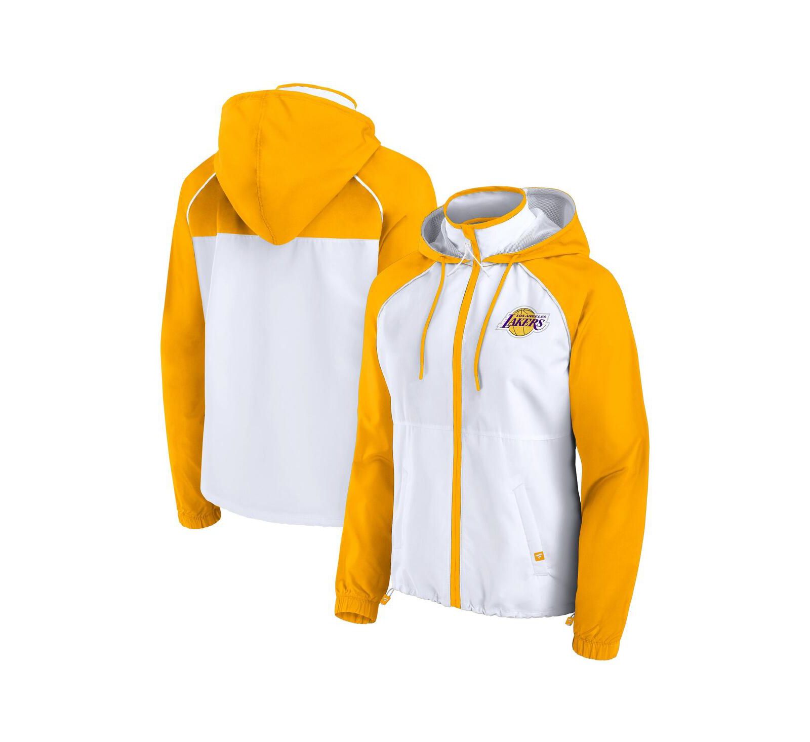 Fanatics Women's White/Gold Los Angeles Lakers Anorak Raglan Full-Zip Hoodie Jacket