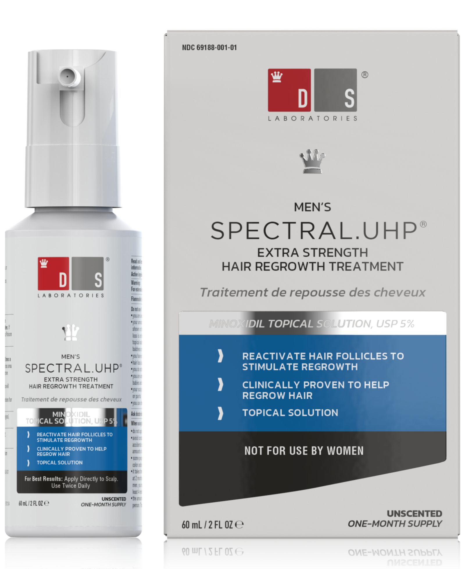 DS Laboratories Spectral.UHP Men's Extra Strength Hair Regrowth Treatment With Minoxidil 5%, 60 ml
