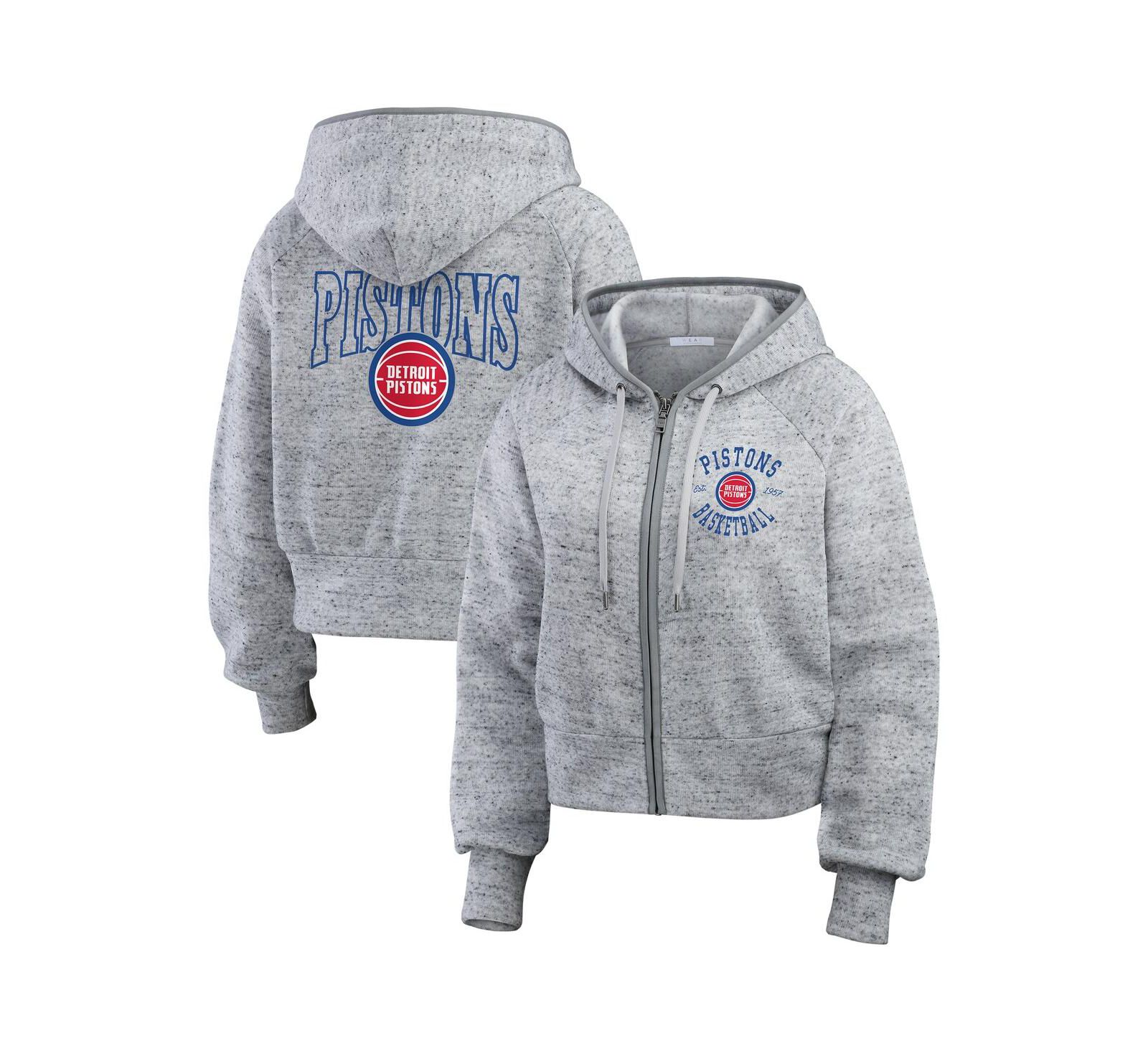 Женская толстовка WEAR by Erin Andrews Heather Gray Detroit Pistons Full-Zip