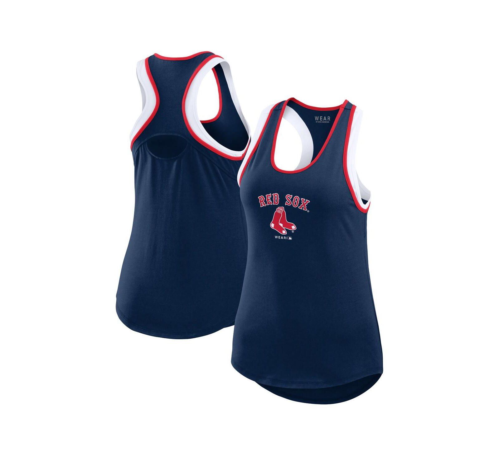 WEAR by Erin Andrews Женский майка racerback с цветовым блоком Boston Red Sox, темно-синяя
