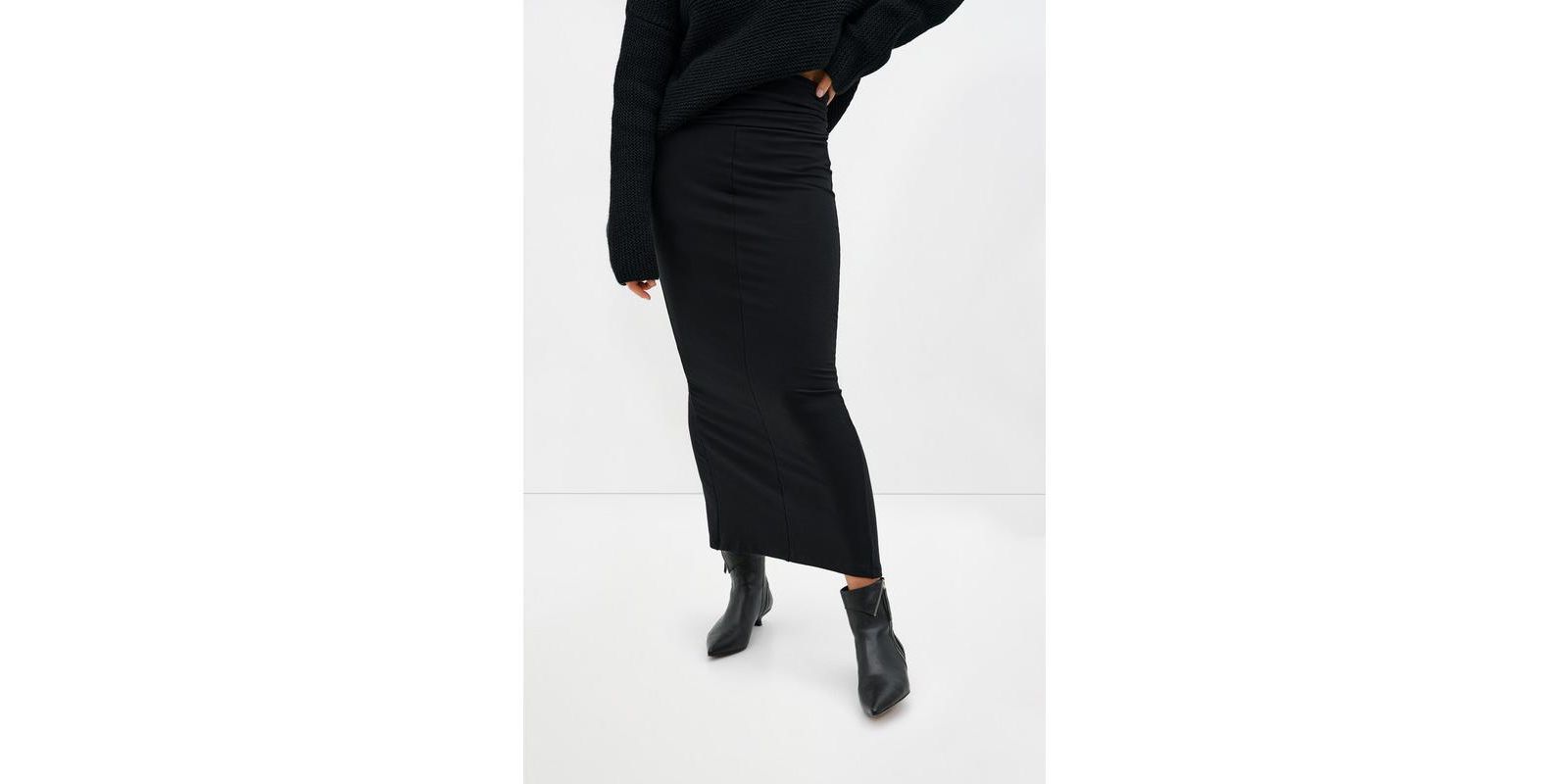 Marcella Women's Frida High-Waisted Fold-Over Waistband Long Midi Skirt with Back Slit