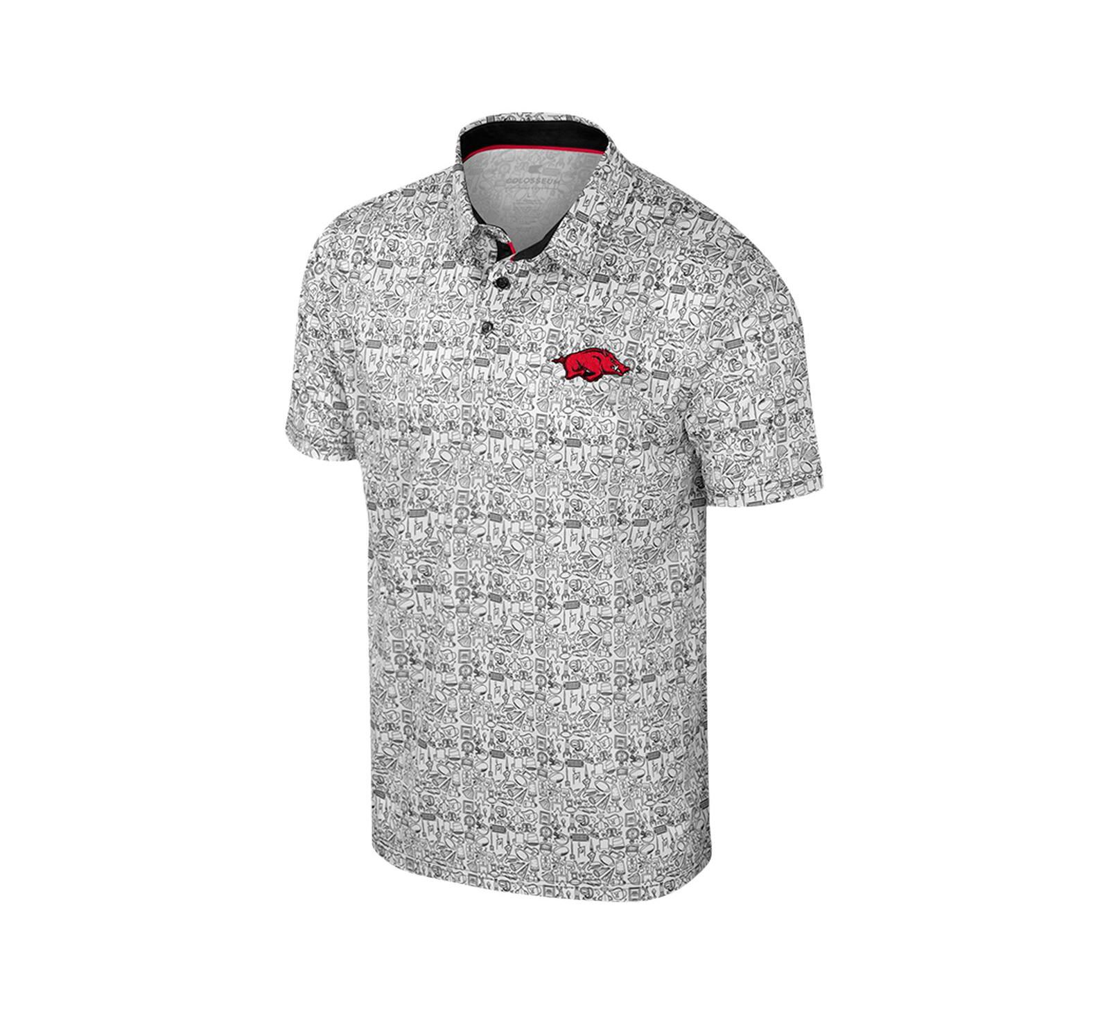 Colosseum Men's White Arkansas Razorbacks Big & Tall It's Time Allover Printed Polo Shirt
