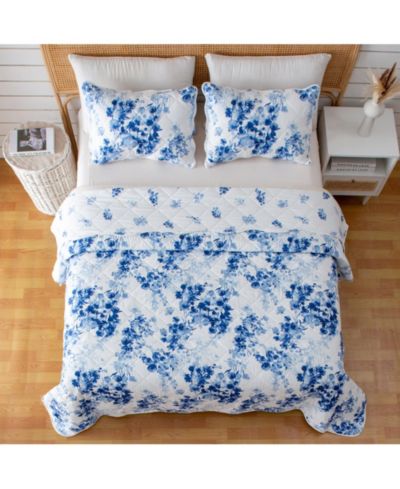 Комплект покрывал Linery & Co. Blue Watercolor Florals Microfiber Quilt Set