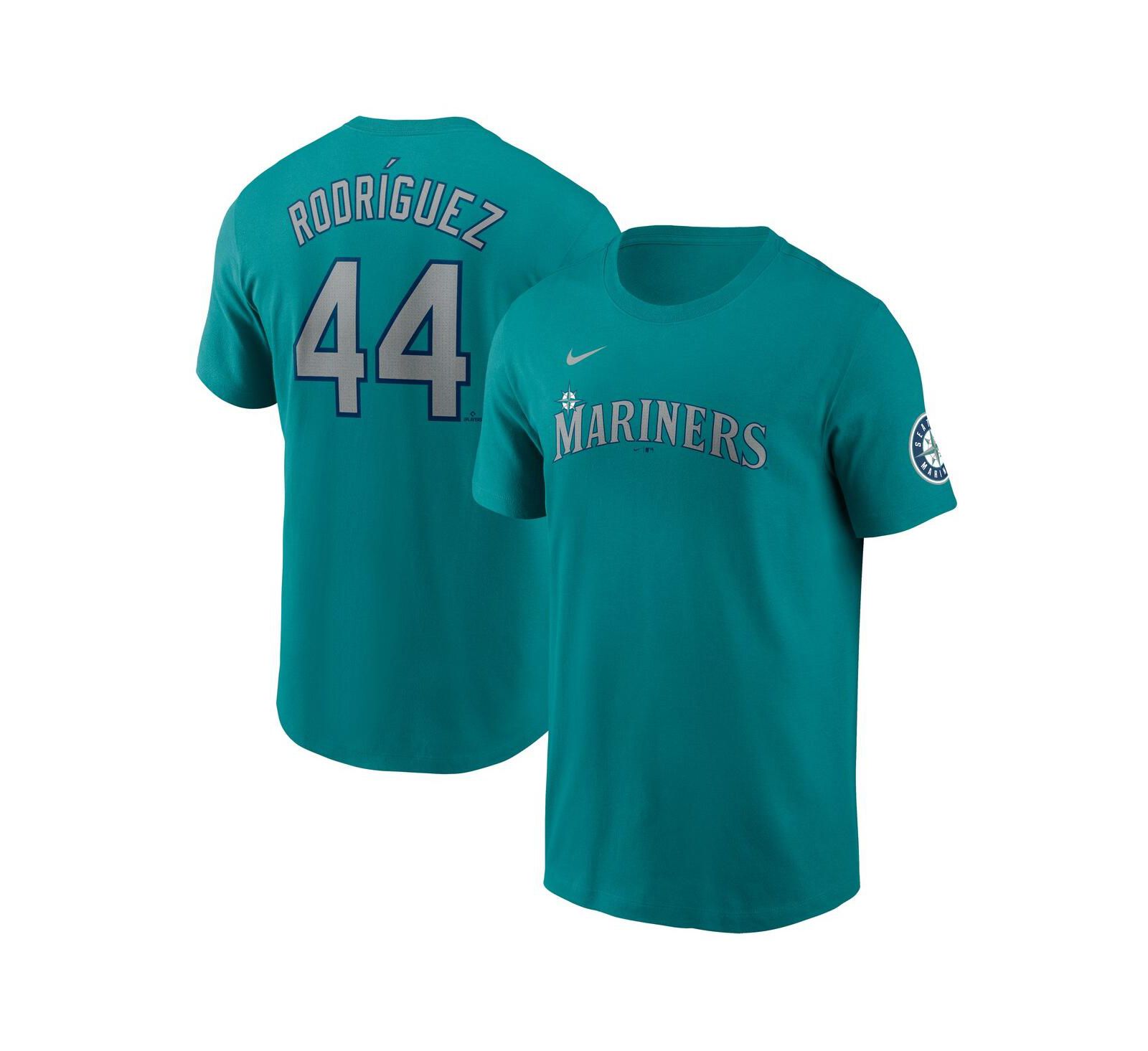 Nike Men's Julio Rodríguez Aqua Seattle Mariners Fuse Name & Number Inline T-Shirt