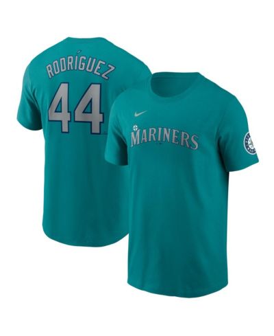 Мужская футболка Nike Aqua Seattle Mariners Julio Rodríguez Fuse Name & Number Inline