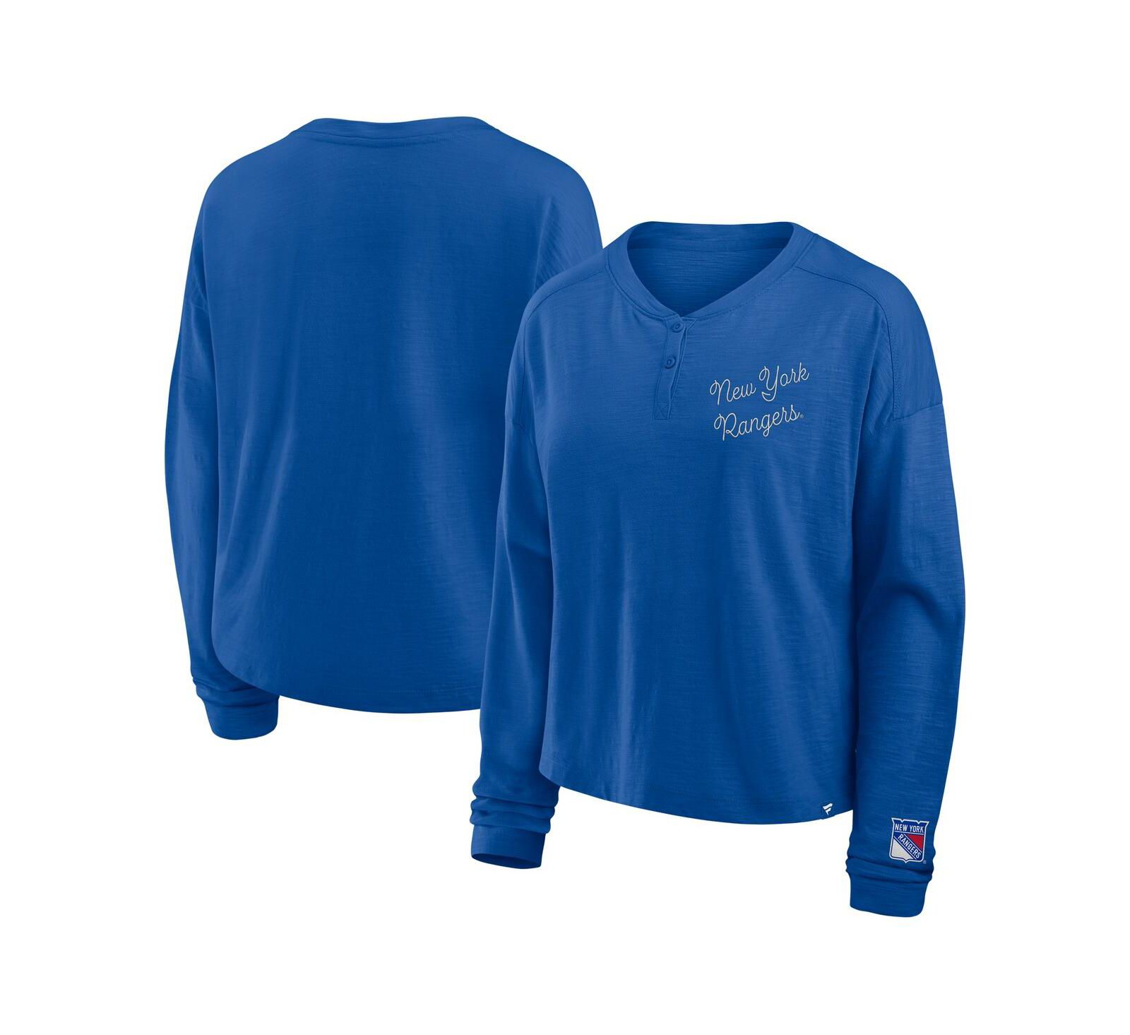 Женская футболка Fanatics New York Rangers Oversized All Out Effort Long Sleeve Henley синяя