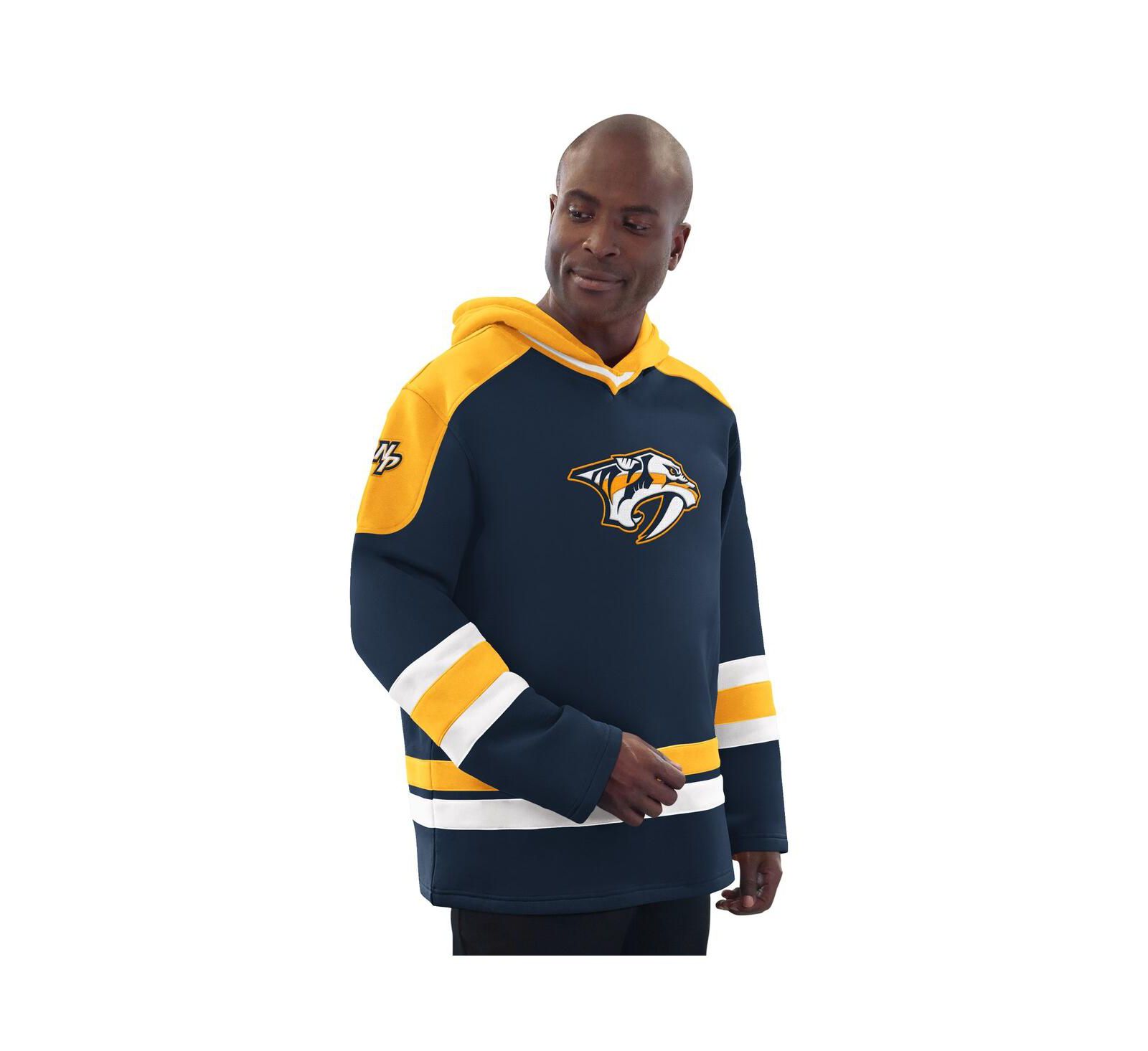 Starter Men's Navy/Gold Nashville Predators Hockey Pullover Hoodie