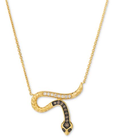 Подвеска-ожерелье Le Vian® Snake с бриллиантами Chocolate, Nude и Blackberry, регулируемая 19", 14k Gold