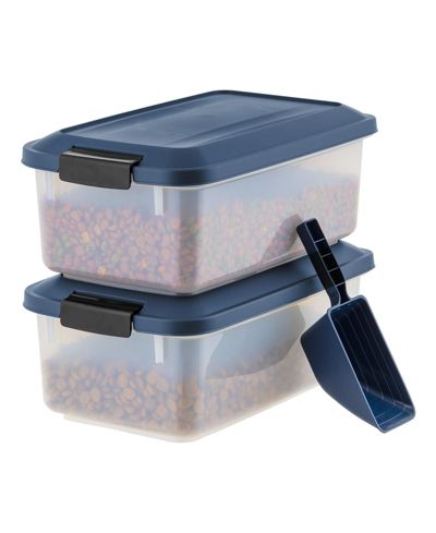IRIS USA WeatherPro Airtight Pet Food Storage Container, 14 lbs, 2 Pack, Navy