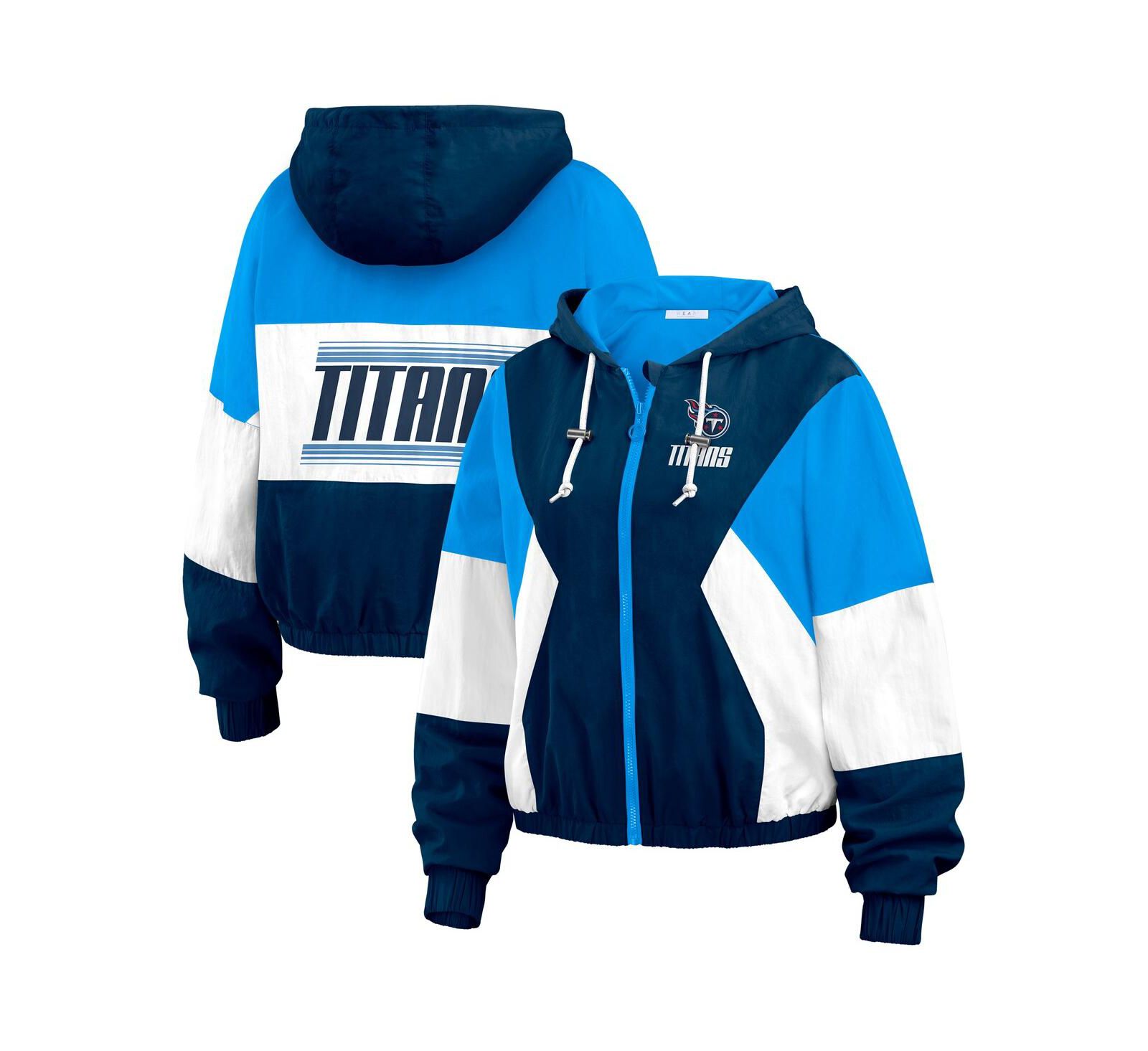 Женский ветровка WEAR by Erin Andrews Light Blue Tennessee Titans Color Block Full-Zip