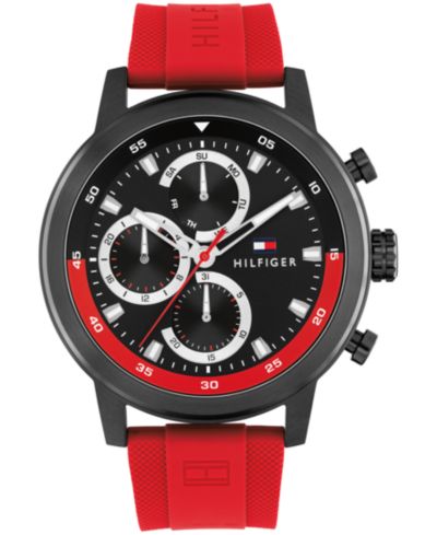 Мужские часы Tommy Hilfiger Multifunction Red Silicone Strap, 46mm