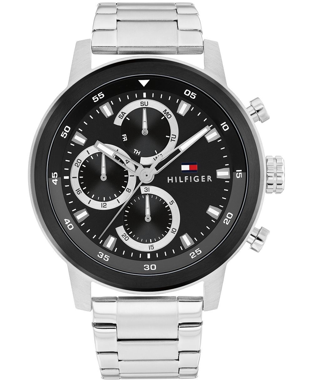 Часы Tommy Hilfiger Men's Multifunction Silver-Tone Stainless Steel Bracelet, 46mm