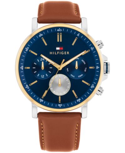Мужские часы Tommy Hilfiger Multifunction Brown Leather Strap, 44mm